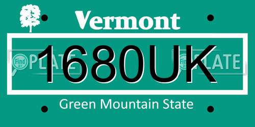 1680UK Vermont License Plate