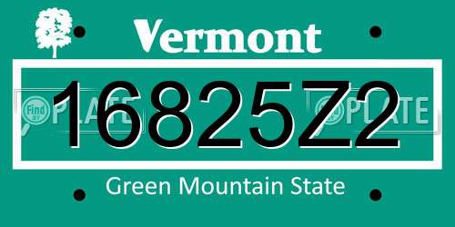 16825Z2 Vermont License Plate