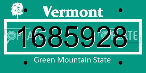 1685928 Vermont License Plate