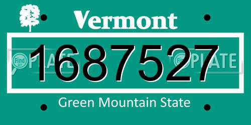 1687527 Vermont License Plate