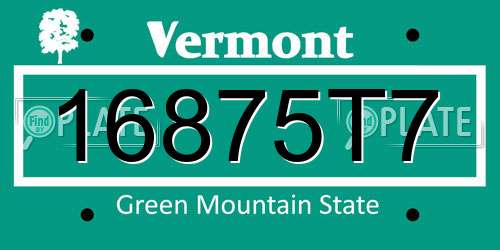 16875T7 Vermont License Plate