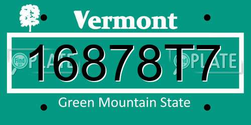 16878T7 Vermont License Plate