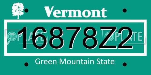 16878Z2 Vermont License Plate