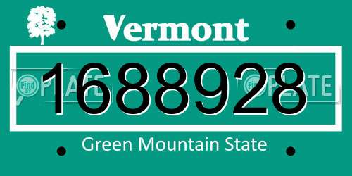 1688928 Vermont License Plate