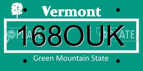 168OUK Vermont License Plate