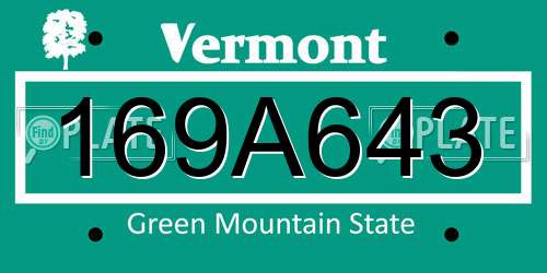 169A643 Vermont License Plate