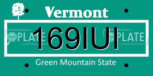 169IUI Vermont License Plate
