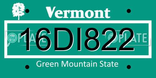 16DI822 Vermont License Plate