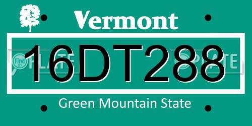 16DT288 Vermont License Plate