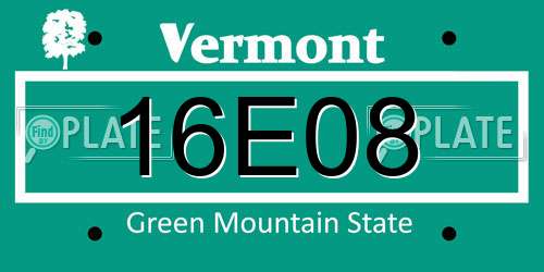 16E08 Vermont License Plate