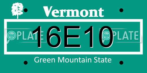 16E10 Vermont License Plate