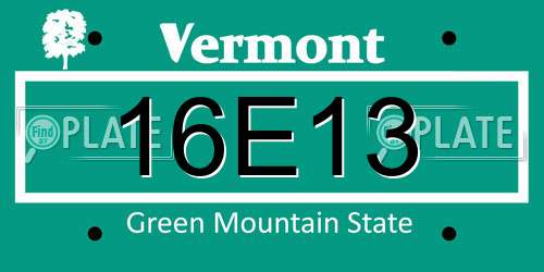 16E13 Vermont License Plate