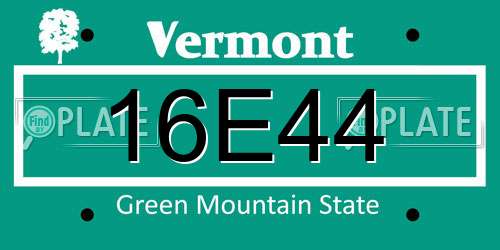 16E44 Vermont License Plate