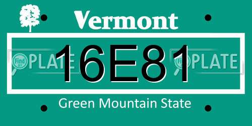 16E81 Vermont License Plate
