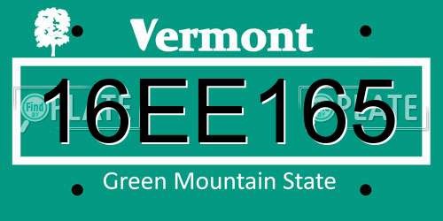 16EE165 Vermont License Plate