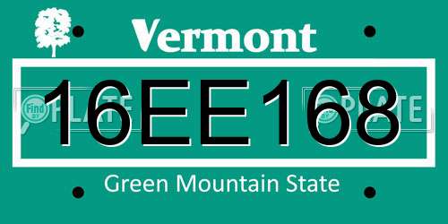 16EE168 Vermont License Plate