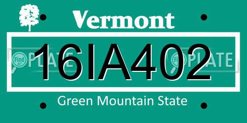 16IA402 Vermont License Plate