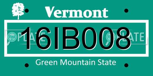 16IB008 Vermont License Plate