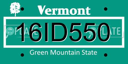 16ID550 Vermont License Plate