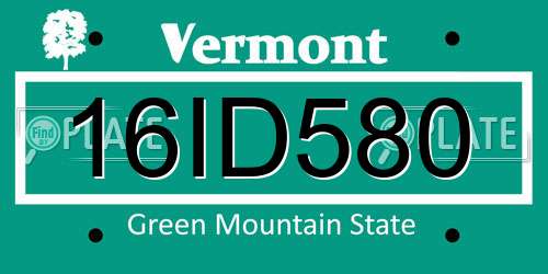 16ID580 Vermont License Plate
