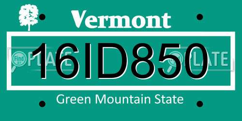 16ID850 Vermont License Plate