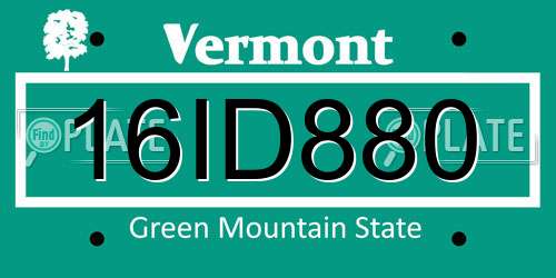 16ID880 Vermont License Plate
