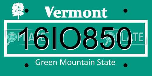 16IO850 Vermont License Plate