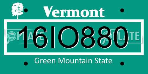 16IO880 Vermont License Plate