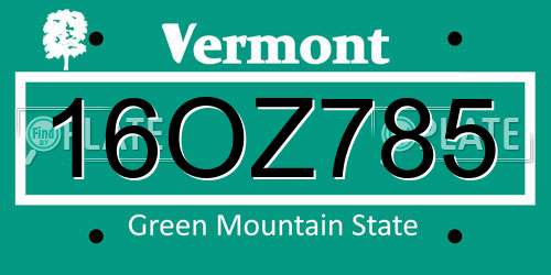 16OZ785 Vermont License Plate