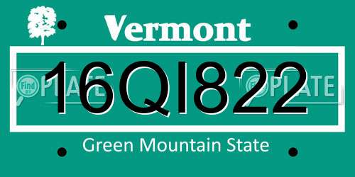 16QI822 Vermont License Plate
