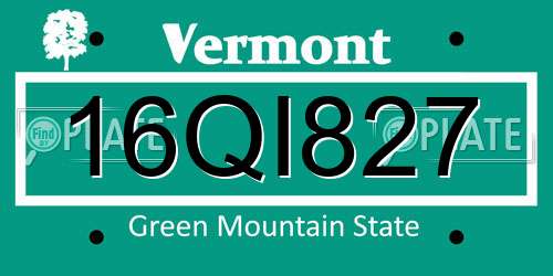 16QI827 Vermont License Plate