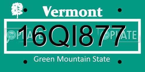 16QI877 Vermont License Plate