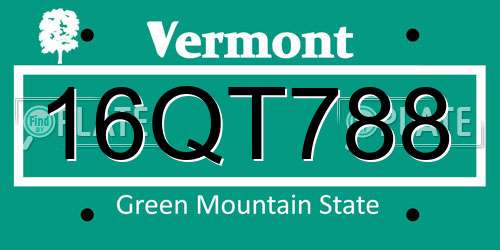 16QT788 Vermont License Plate
