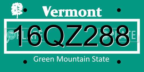 16QZ288 Vermont License Plate