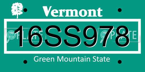 16SS978 Vermont License Plate
