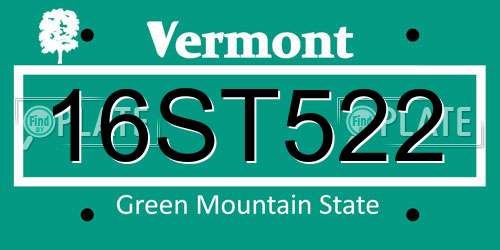 16ST522 Vermont License Plate