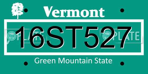 16ST527 Vermont License Plate