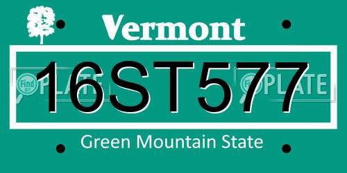 16ST577 Vermont License Plate