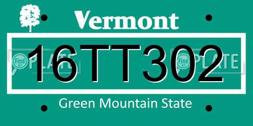 16TT302 Vermont License Plate