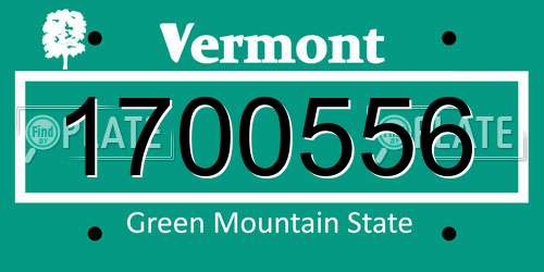 1700556 Vermont License Plate