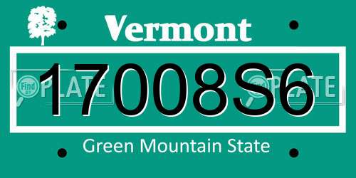17008S6 Vermont License Plate