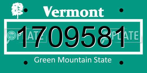 1709581 Vermont License Plate