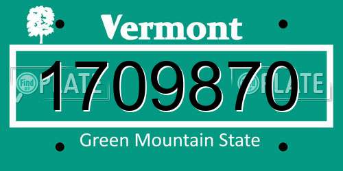 1709870 Vermont License Plate