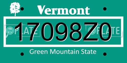 17098Z0 Vermont License Plate