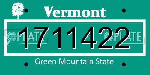 1711422 Vermont License Plate