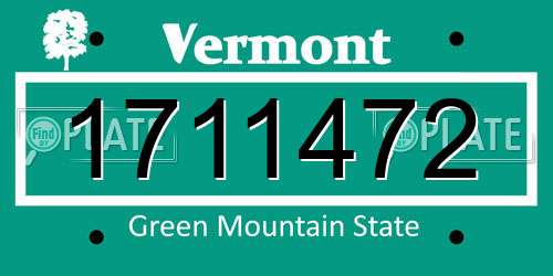 1711472 Vermont License Plate