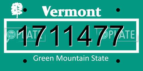 1711477 Vermont License Plate