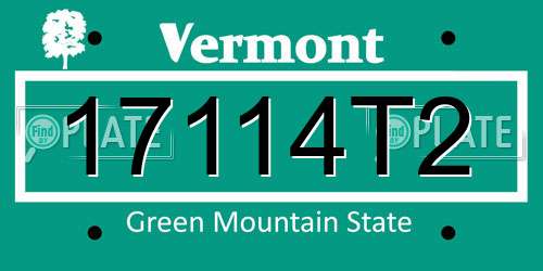 17114T2 Vermont License Plate