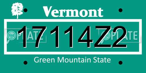 17114Z2 Vermont License Plate