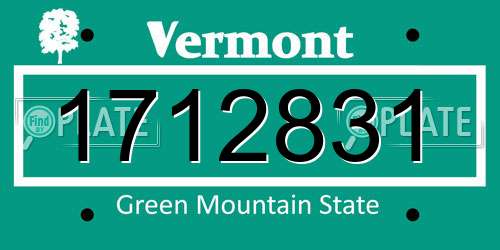 1712831 Vermont License Plate